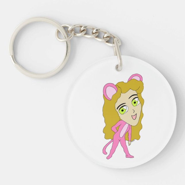 Porte-clefs chatte rose (Devant)