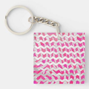 Porte-clefs Chaud rose et blanc Chevron Zebra
