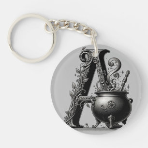 Porte-clefs Chaudière de Sorcière Lettre de Sorcière A Initial