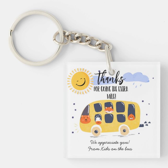 Porte-clefs chauffeur d'autobus scolaire merci d'être allé plu (Devant)