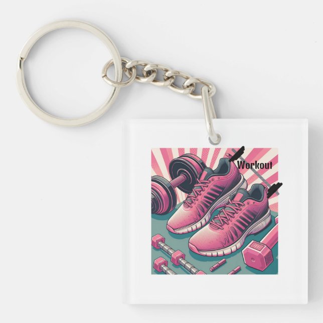 Porte-clefs Chaussures de sport avec musculation aux poids lib (Devant)