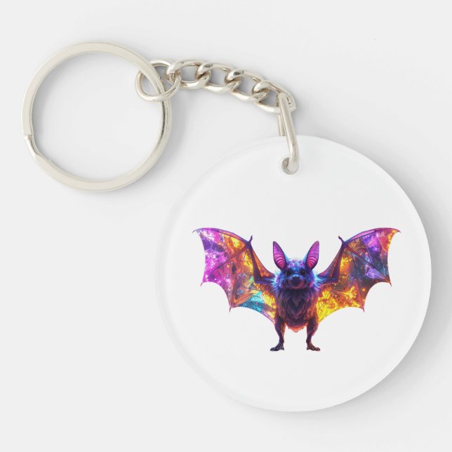Porte-clefs Chauve-souris colorée d'Halloween (Devant)