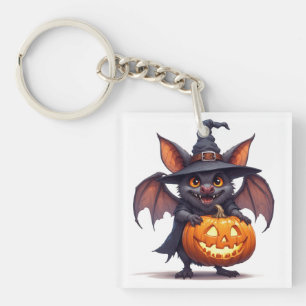 Porte-clefs Chauve-souris de sorcière hantée avec lanterne cit