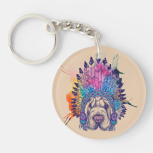 Porte-clefs Chef indien indigène de Sharpei