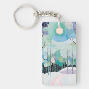 Porte-clefs Chemin sous la lune pastel