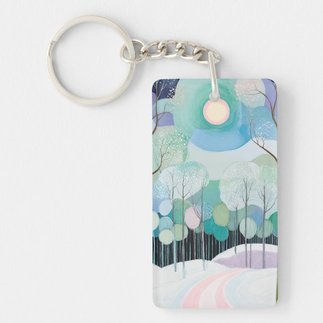 Porte-clefs Chemin sous la lune pastel (Devant)