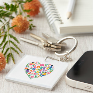 Porte-clefs Chemise à cœur floral L'amour fait une famille