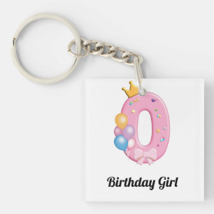 Porte-clefs Chemise d'anniversaire pour filles numéro 0 Thème 
