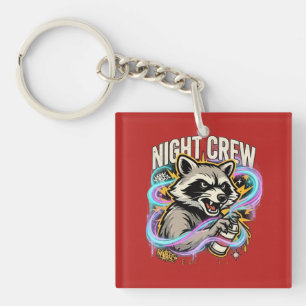 Porte-clefs Chemise graphique Night Crew Raccoon Graffiti