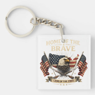 Porte-clefs Chemise Patriotique Home of the Brave Drapeau USA