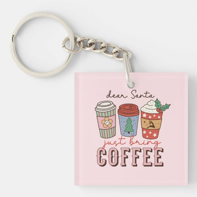 Porte-clefs Cher Père Noël | Latte de café de Noël (Devant)
