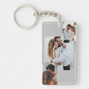 Porte-clefs Cherchez vos moments - Personnalisé 4 Photo Collag