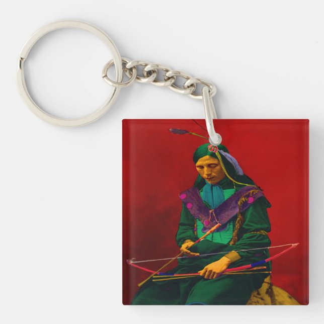 Porte-clefs Cherokee Native American Pop Art (Devant)