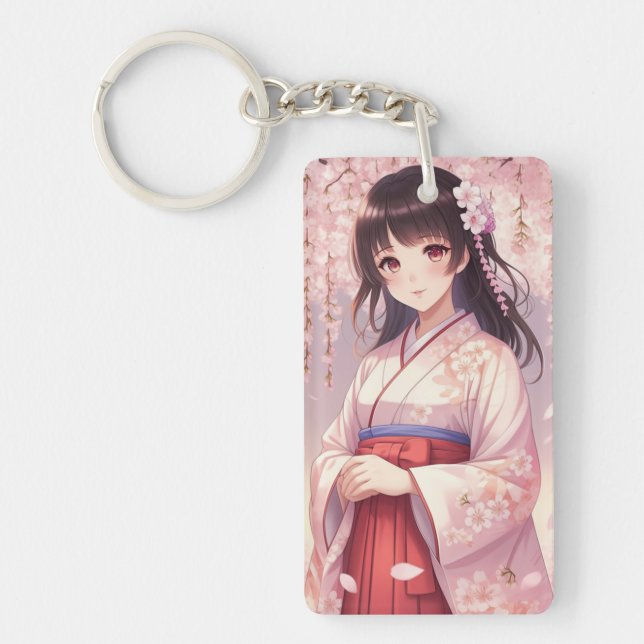 Porte-clefs Cherry Blossom Anime Girl (Devant)