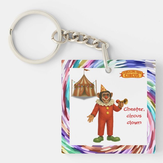 Porte-clefs Chester le clown chimpanzé (Devant)