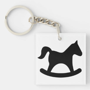 Porte-clefs Cheval à bascule noir