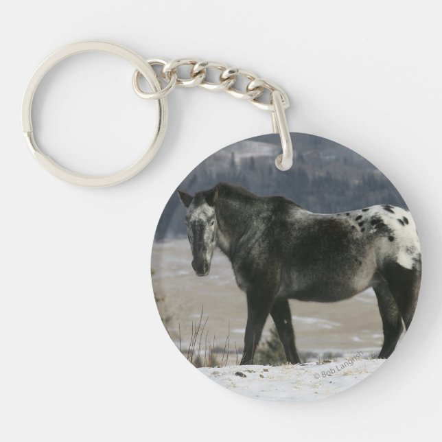 Porte-clefs Cheval d'Appaloosa dans la neige (Devant)