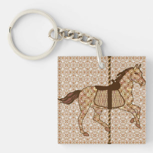 Porte-clefs Cheval de carousel - Chocolat Brown et Tan
