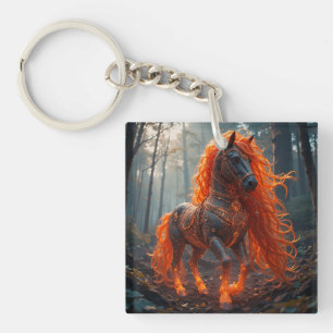 Porte-clefs Cheval de Feu Enchanté à la Crinière Vibrante