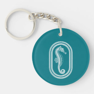 Porte-clefs Cheval de mer Tribal Blanc