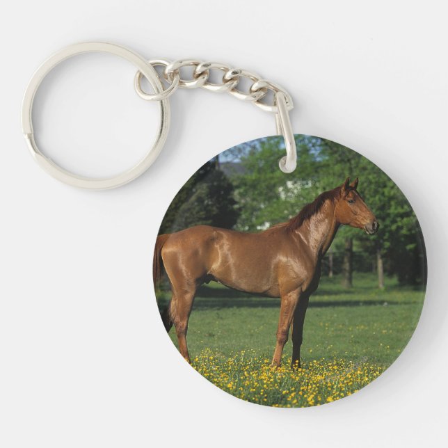Porte-clefs Cheval de pur sang en fleurs (Devant)