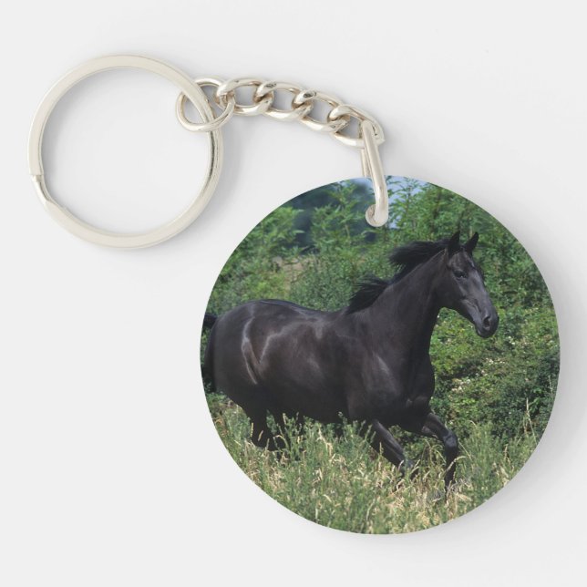 Porte-clefs Cheval de pur sang fonctionnant dans l'herbe (Devant)