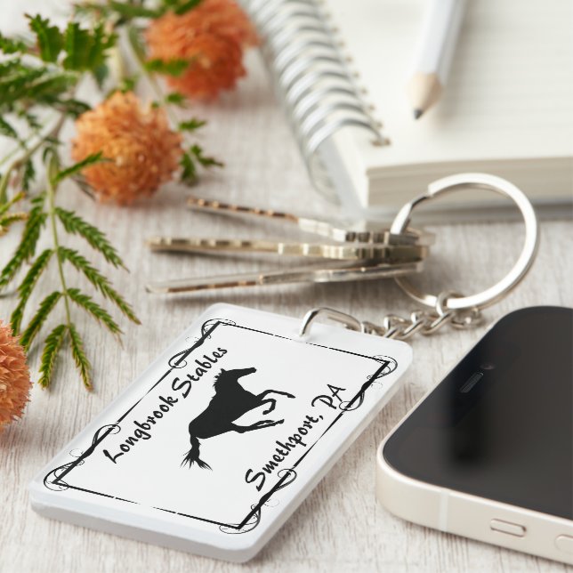 Porte-clefs Cheval d'élevage ou de fouille de nom stable (Devant droit)