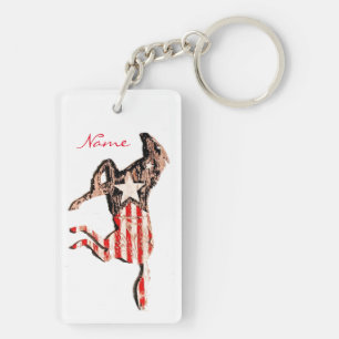 Porte-clefs Cheval du drapeau américain qui court Thunder_Cov