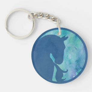 Porte-clefs Cheval en Cercle - Bleu