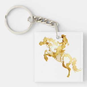Porte-clefs Cheval et Cavalier Dorés Abstraits