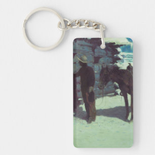 Porte-clefs Cheval et Cowboy neige hivernale