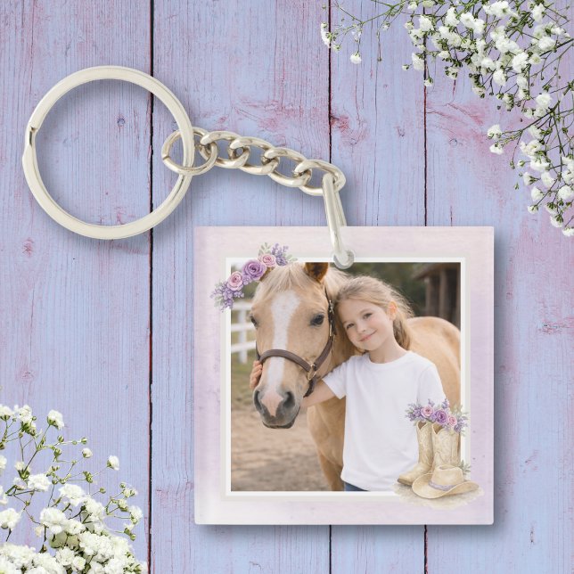 Porte-clefs Cheval Floral Violet Filles (Créateur téléchargé)