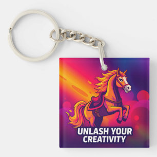 Porte-clefs Cheval Majestueux avec Art Numérique Inspirant
