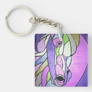 Porte-clefs Cheval métallique en Porte - clé violet