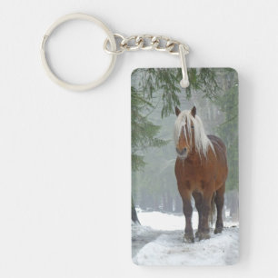 Porte-clefs Cheval Palomino en Neige