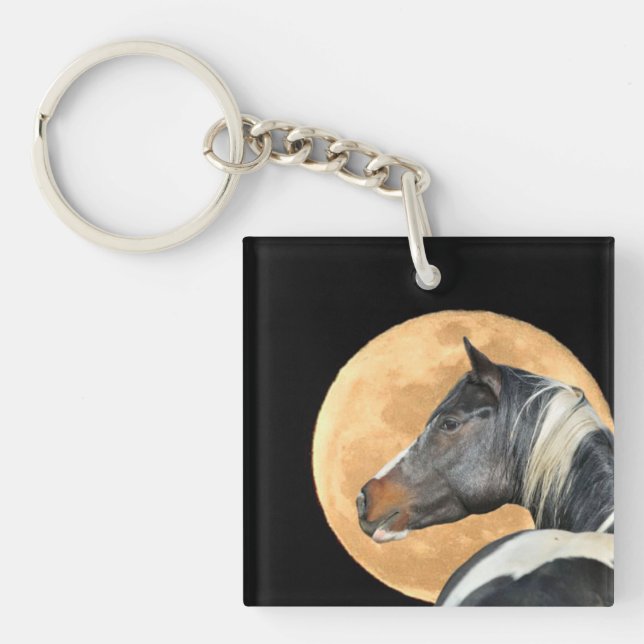 Porte-clefs Cheval Peint Avec Porte - clé Pleine lune (Devant)