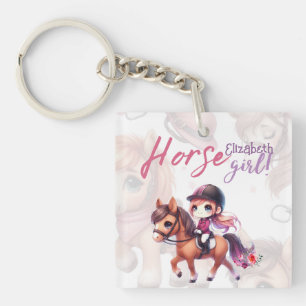 Porte-clefs Cheval Personnalisé Rider Dressage Girl Nommé