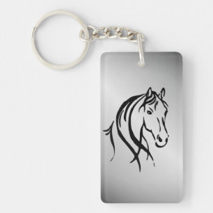Porte-clefs Cheval tête sur argent