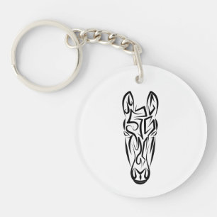 Porte-clefs Cheval tribal noir et blanc