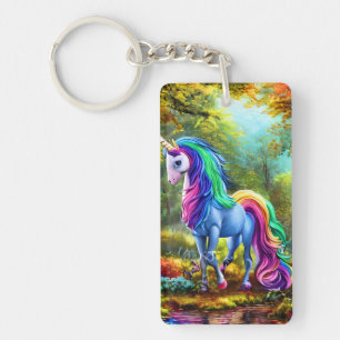 Porte-clefs Cheval Unicorne coloré dans la forêt-46567
