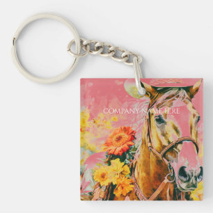 Porte-clefs cheval vintage portant un chapeau de cowboy