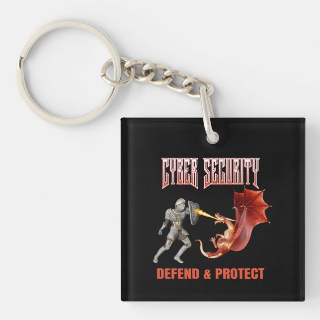 Porte-clefs Chevalier de la cybersécurité Défense du dragon (Devant)