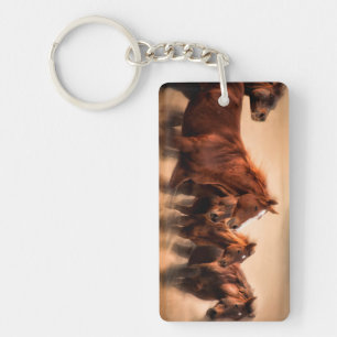 Porte-clefs Chevaux au galop, flou et crinières au vent