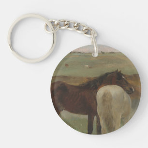 Porte-clefs Chevaux dans une prairie, Peinture à l'huile, Edga