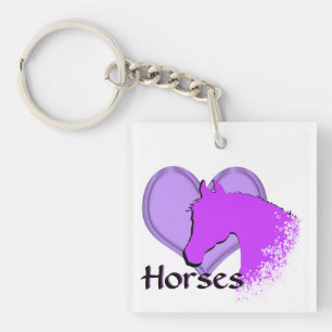 Porte-clefs Chevaux de coeur III (violet)