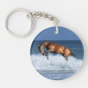 Porte-clefs Chevaux d'imaginaire : Selle Francais et mer