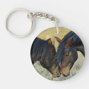 Porte-clefs Chevaux sauvages Touchant le nez Porte - clé