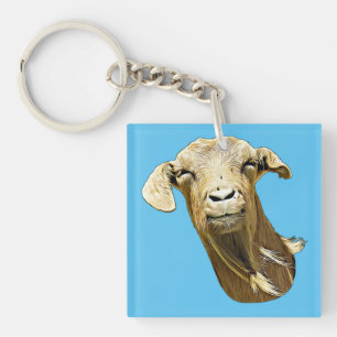 Porte-clefs chèvre mignonne Visage ferme animal art