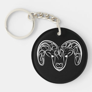 Porte-clefs Chèvre tribale noire et blanche / Mouton
