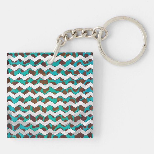 Porte-clefs Chevron Dalmatien Brun et Sarcelle (Dos)